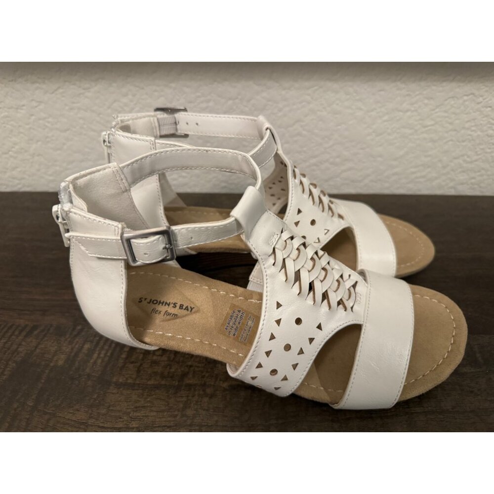 Women St John's Bay White Noreen Flex Form Gladiator Sandals - Size 6.5